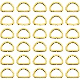 Swpeet 150Pcs 3/4 Inch - 20mm Gold Multi-Purpose Metal D Ring Semi-Circular D Ring for Hardware Bags Ring Hand DIY Accessories (Gold, 3/4 Inch)