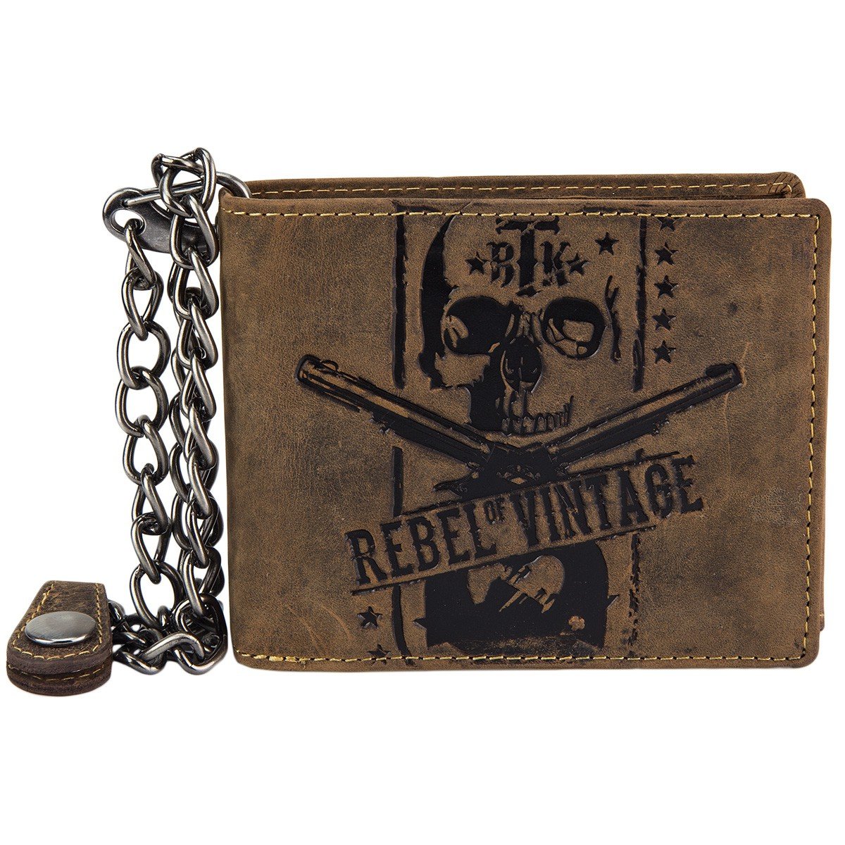 Greenburry Vintage Rebel Skull Chain Wallet Leather 12.5 cm