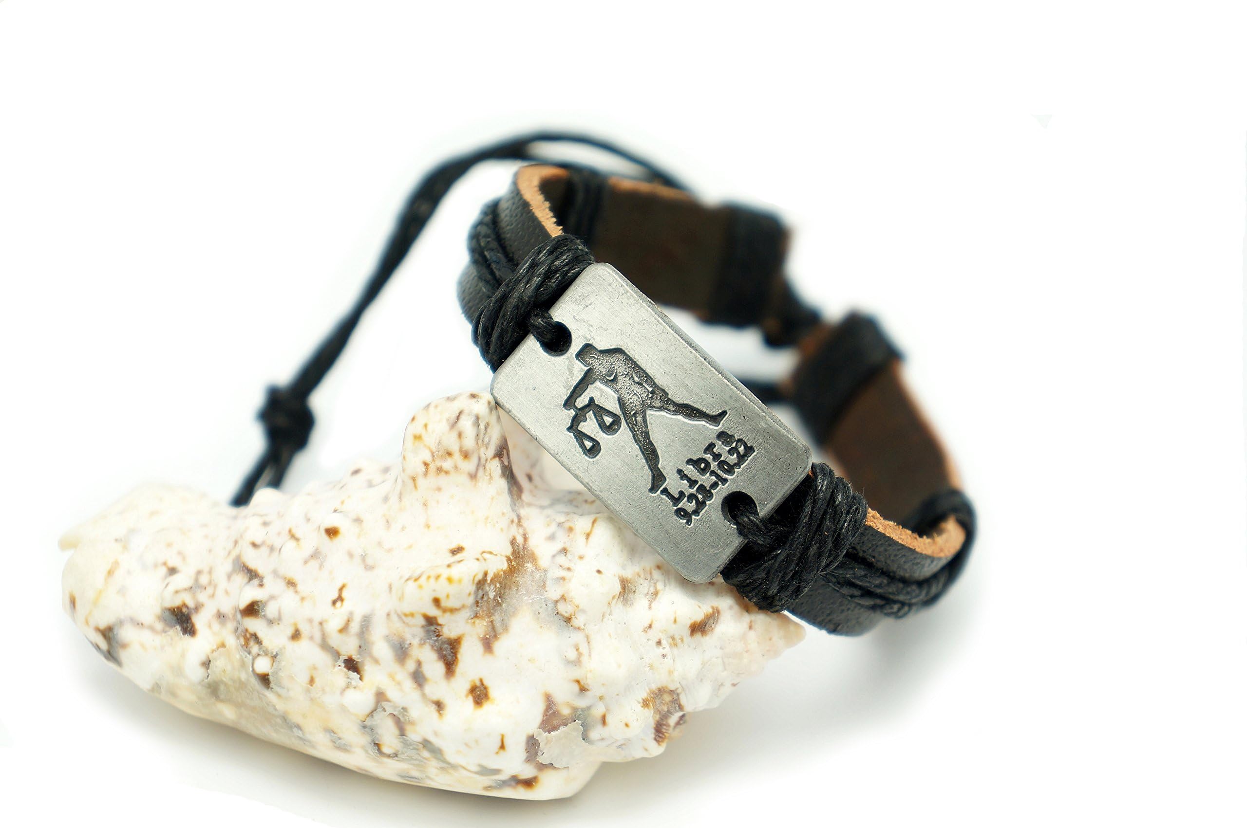 Poppee 100% Handmade Sliver Metal Retro Style Real Cow Leather Twelve Constellation Zodiac Bracelet