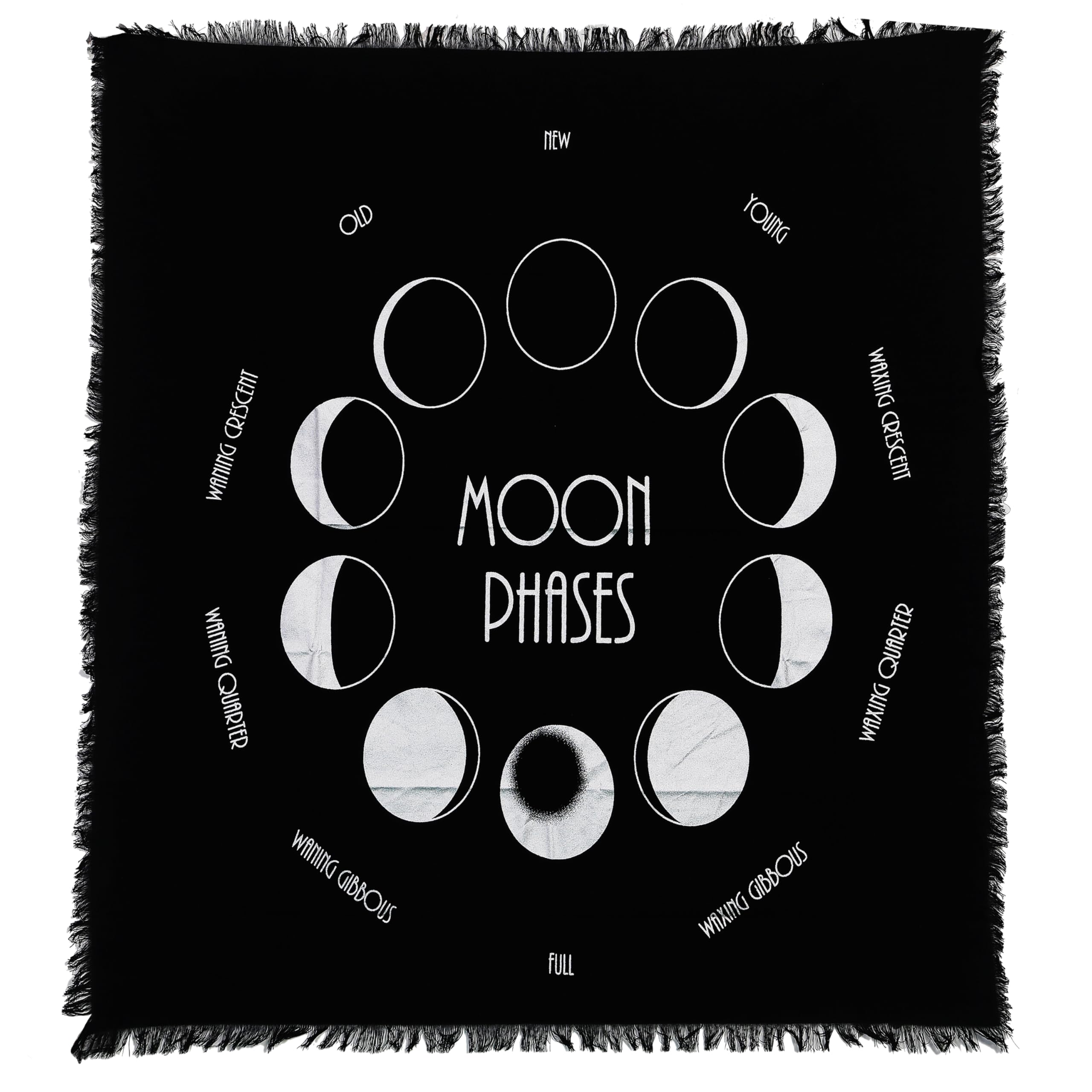 Indian Consigners Moon Phases Altar Cloth Celestical Tarot Deck Alter Square Wall Hanging TableCloth Sacred Place Home Décor Moon Faces New Moon to Full Moon Cycle