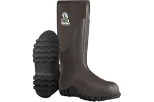 TerraTrax Men's Waterproof Rubber Muck Rain and Work Boot – Durable 6mm Neoprene Insulated, Ideal for Fishing Hunting & Farming
