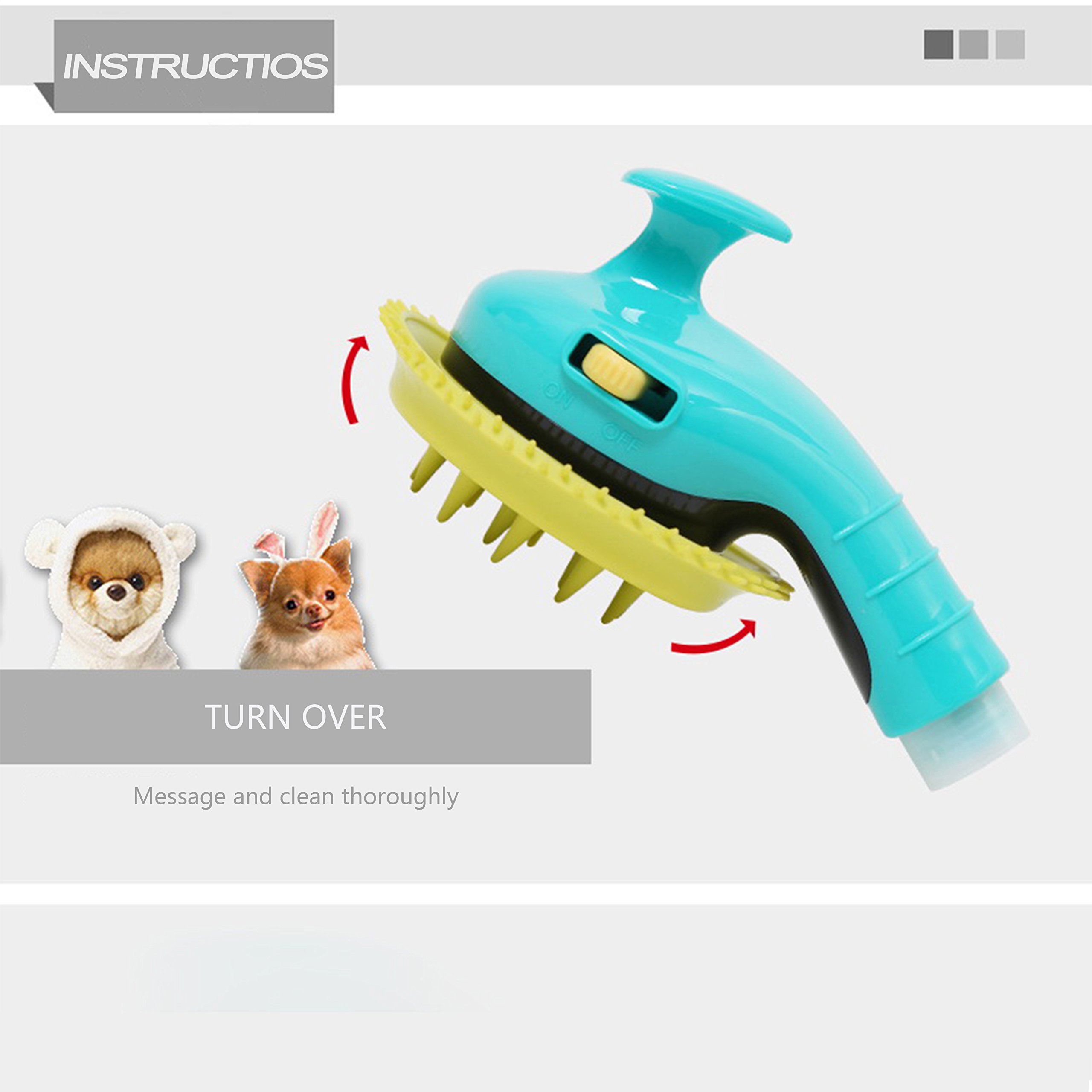 Dog Shower Sprayer with Silicone Massage Bath Brush Multi-Functional Grooming wash Tool