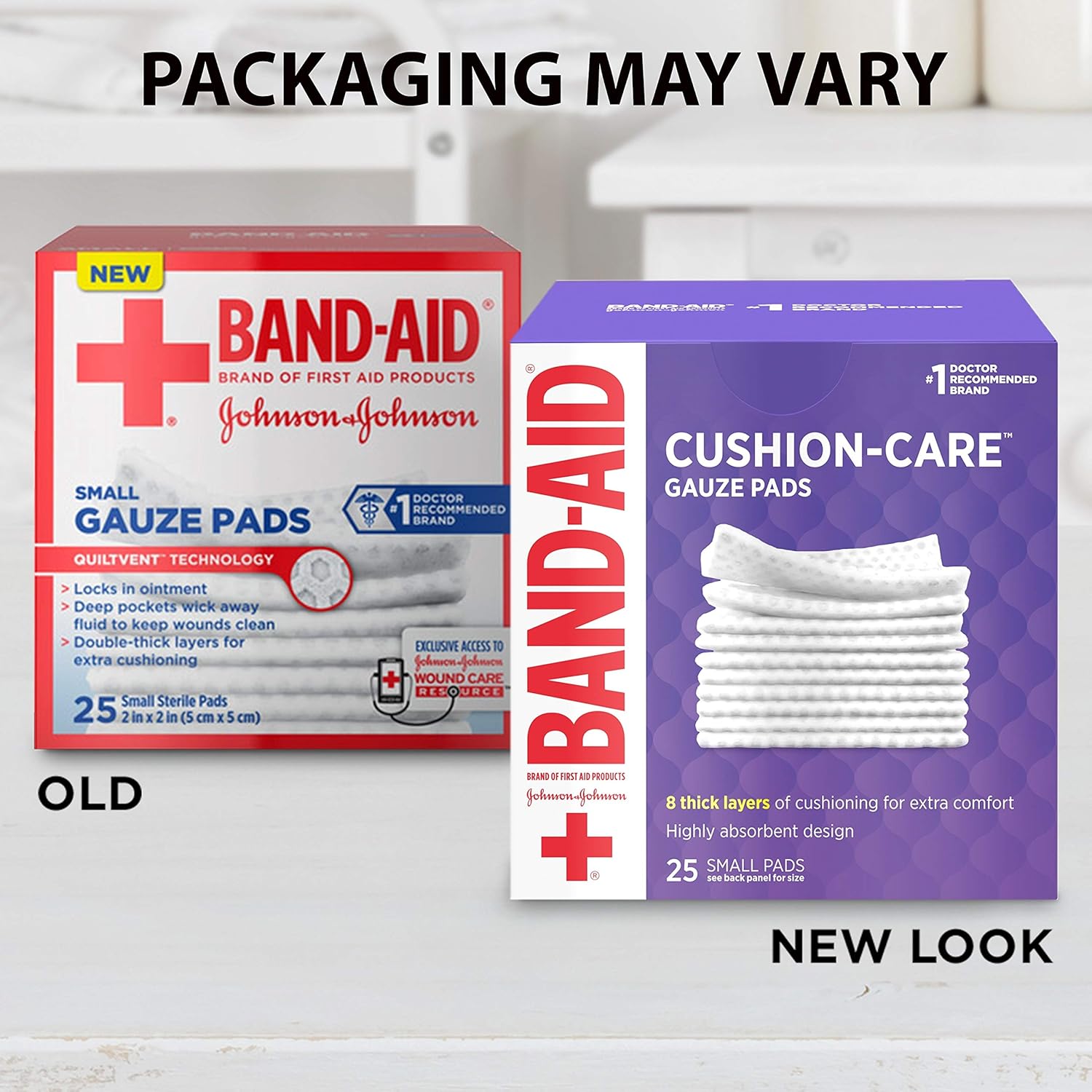 Band-Aid Brand Cushion Care Non-Stick Gauze Pads, Individually-Wrapped, Small, 2 in x 2 in, 25 ct Pack of 3: Health & Personal Care