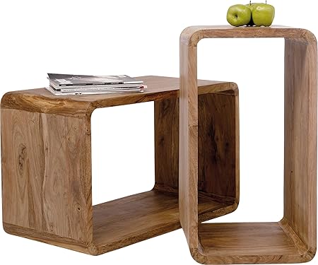 Kare Design Cuben Authentico Set, Holzregal, Regal Set, Couchtische in