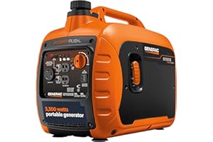 Generac 3,300-Watt Gas Powered Portable Inverter Generator - Lightweight and Compact - USB Ports for Device Charging - Produces Clean, Stable Power - Great for Home Backup, Camping, and RV Use