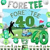 Kreatwow Golf 40th Birthday Decorations Green 40th Birthday Decorations for Men Fore Tee Backdrop Balloon Banner Cake Topper Golf Themed Cupcake Toppers for Golfer Fans Sports Themed 40th Bday