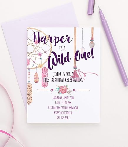 Amazon Com Bohemian Birthday Invitation Wild One Birthday