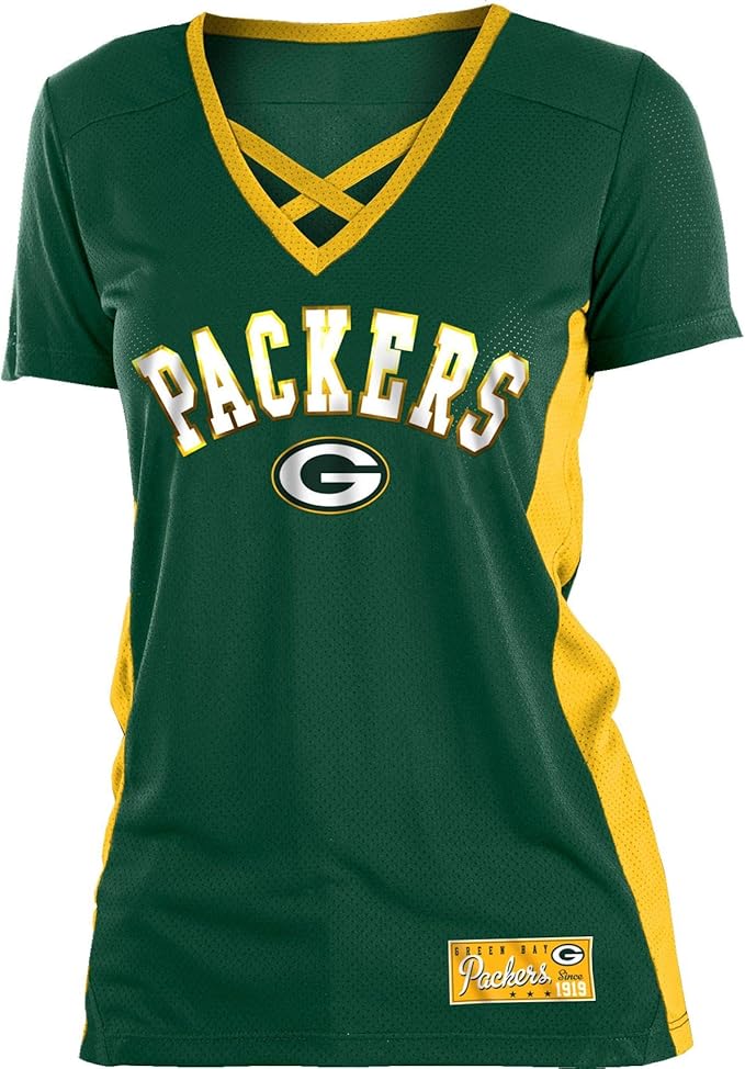 NFL Team Apparel Women's Green Bay Packers Mesh X TShirt