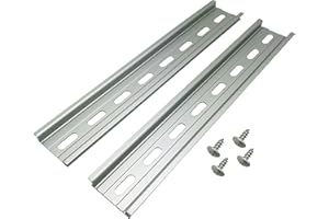 Electrodepot Slotted Aluminum DIN Rail, 35 mm x 8 Inches. 2 Aluminum DIN Rails with 4#10 Stainless Steel Screws for Hardware Components Mounting