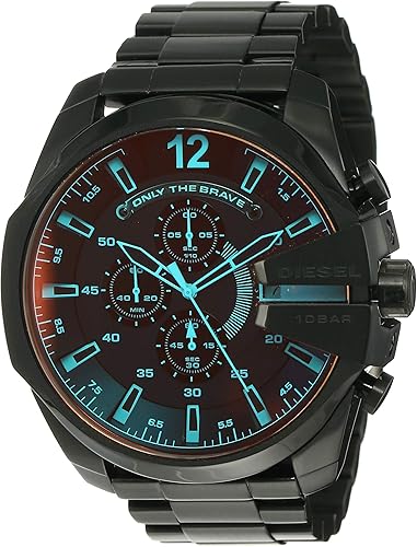 Amazon Com Diesel Men S Mega Chief Quartz Stainless Steel Chronograph Watch Color Black Model Dz4318 Diesel Watches