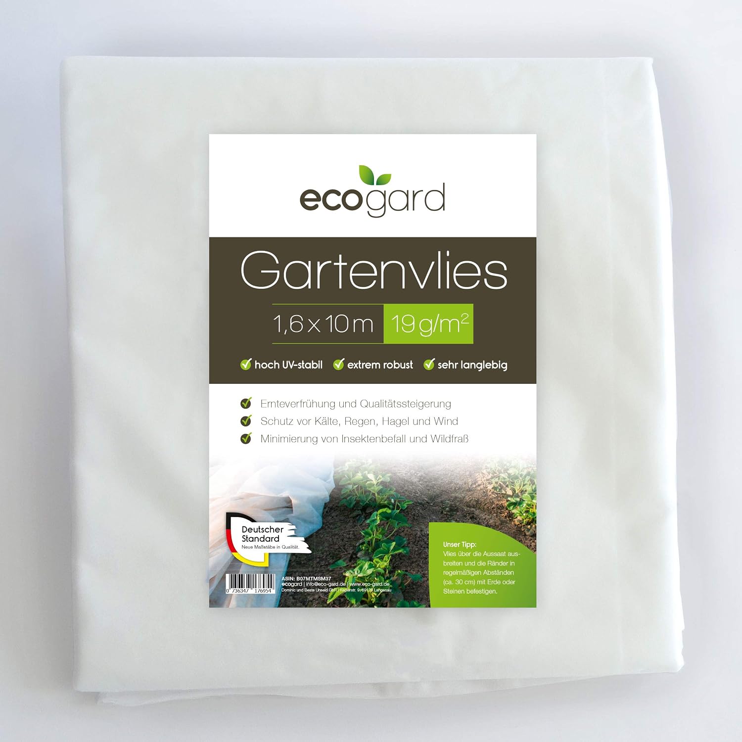 ecogard garden fleece approx 19 30 g m2 1 6 x 10 m frost protection increase yield insect protection amazon de garten amazon de