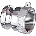 EASTRANS Aluminum Global Type A Cam and Groove Hose Fitting, 1.5" Camlock Hose Coupler, 1.5" Plug x 1.5" NPT Female