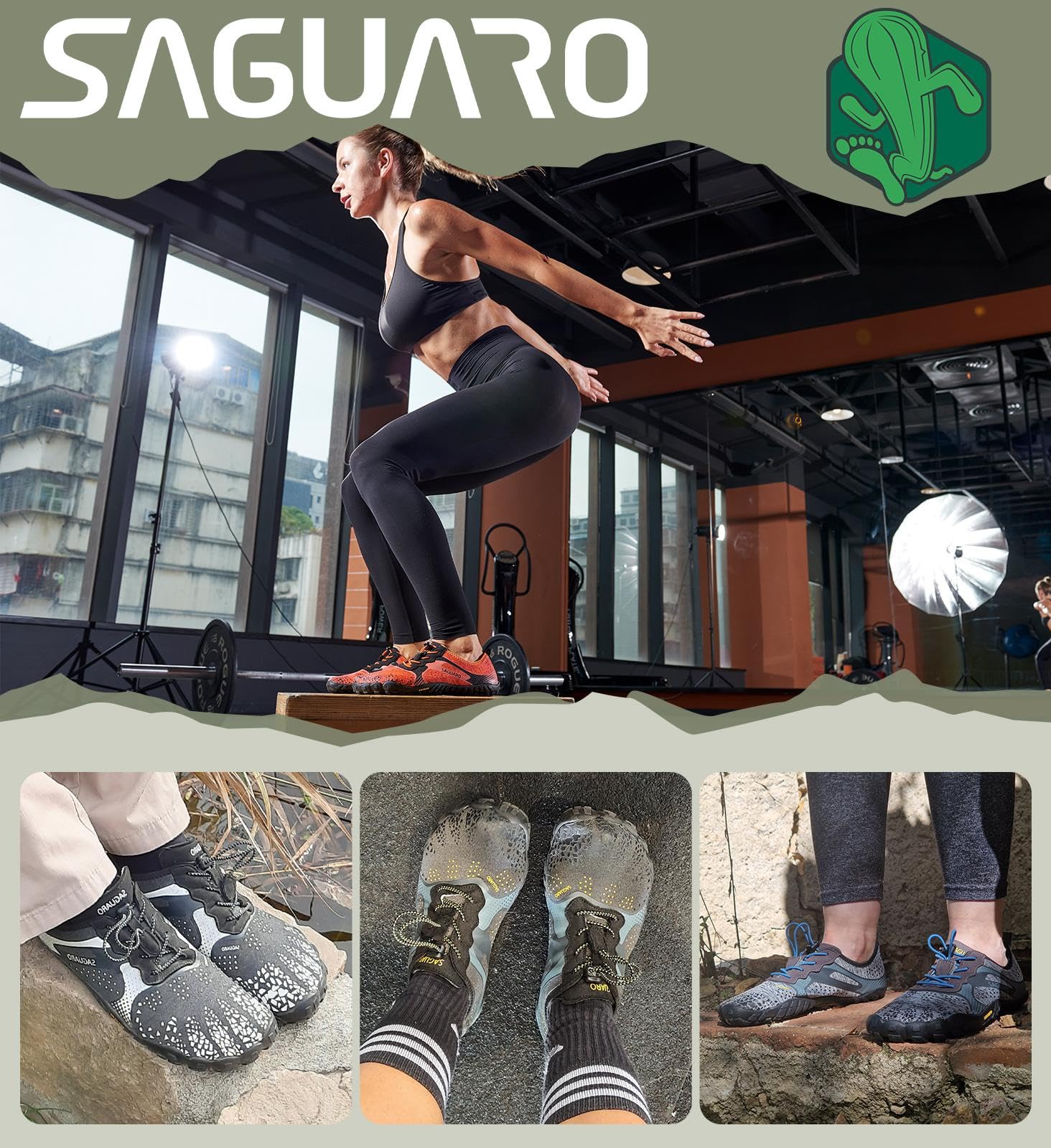 SAGUARO Barfuss Schuhe Damen Barfußschuhe Herren Zehenschuhe rutschfest Atmungsaktive Barefoot Shoes Indoor & Outdoor Barfussschuhe mit Breiter Zehenbox & Zero Drop Solhe, Upgrade Schwarz, 37 EU 7