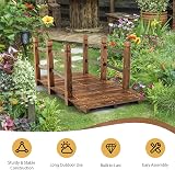 TANGZON 1.5M Wooden Garden Bridge with Safety Railings, Brown view 7