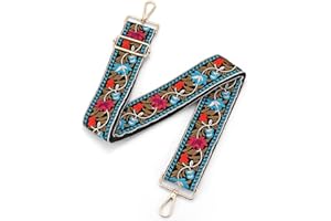 MIRIFRIGE Wide Embroidery Purse strap Replacement Crossbody Bag Strap Adjustable Floral Canvas Guitar Straps for Handbags
