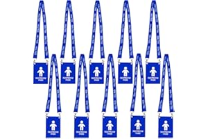 BEMAXY Hall Pass Lanyards with Large Card Passes, Unbreakable School Classroom 5 Inch Passes Set for Teacher Parents(Hall Bathroom Library Office & Nurse),10 Pcs(Boys Restroom)