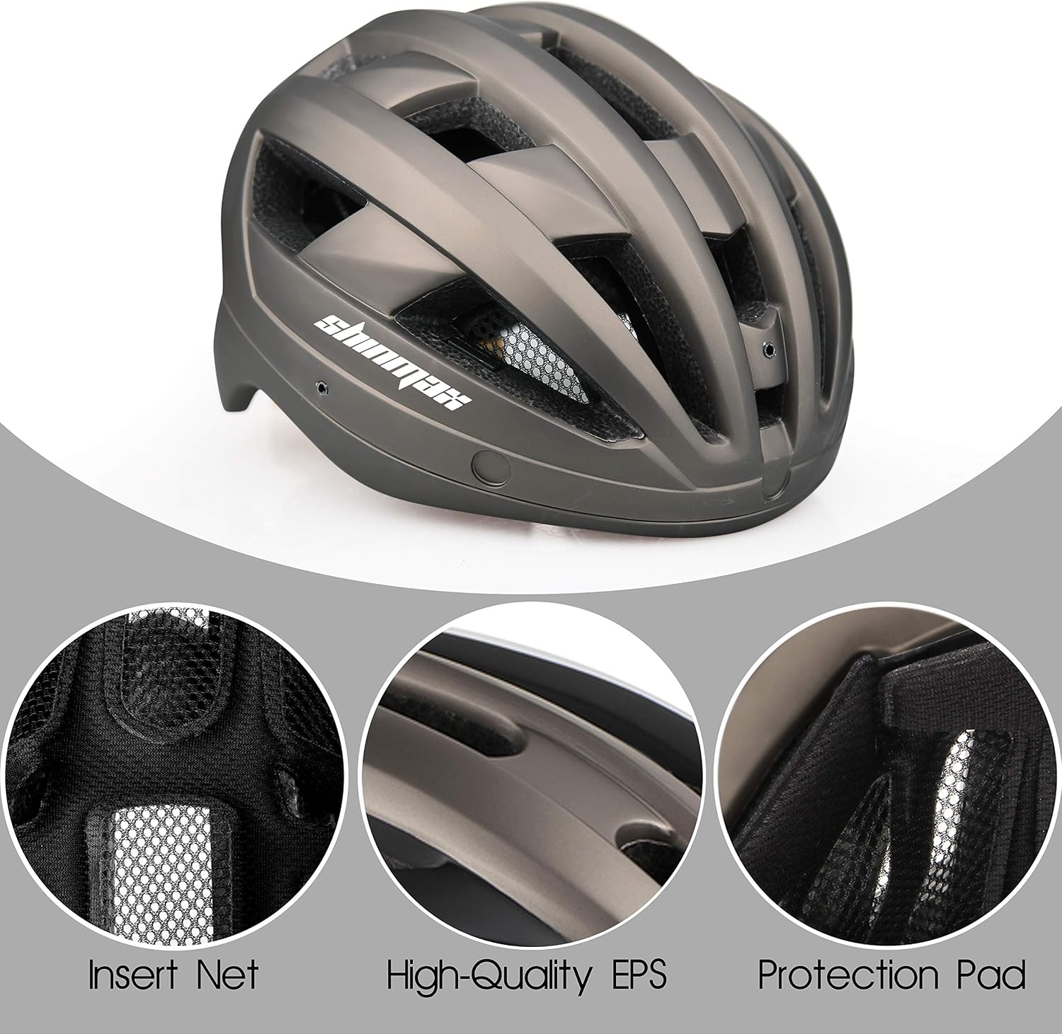 Shinmax Bike Helmet,Bicycle Helmet with USB Rechargeable LED Light CE Certified Adult Cycling Helmet Adjustable Size Detachable Visor & Removable Magnetic Goggles for Men Women Road Helmet(NR-032) - Image 5