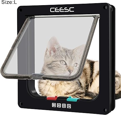 Ceesc Porte Chatière Magnétique Pour Animal Domestique Avec Serrure à 4 Voies 3 Tailles Et 2 Couleurs Pour Chats Chiots Et Chiens De Petite Taille
