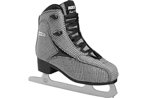 Roces Brit’s Women’s Ice Skates – Reinforced Synthetic Upper, Anatomic Padded Footbed & Stainless Steel Blade, Italian Figure Skates for Comfort & Performance, Modern Plaid Design