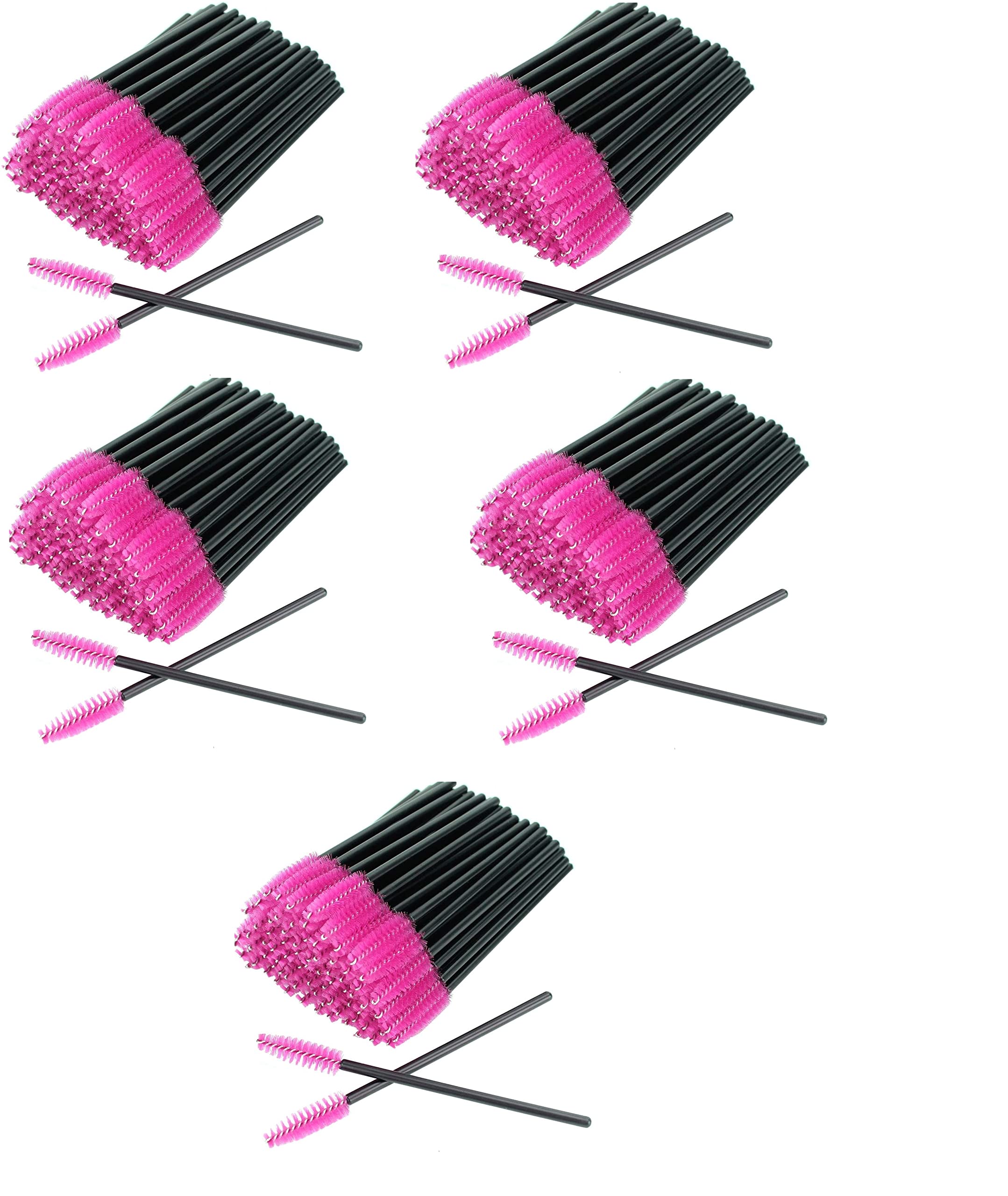 Mascara Wands Bulk Disposable Eyelash Eye Brow Brushes Applicator Spoolie Applicator Lash Extensions Makeup Black Silver Pink Red Tool Set (BLACK PINK, 500)