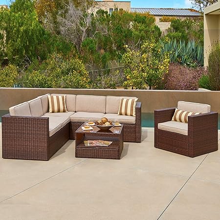 Amazon Com Solaura Outdoor Furniture Set 5 Piece 6 Seats Wicker