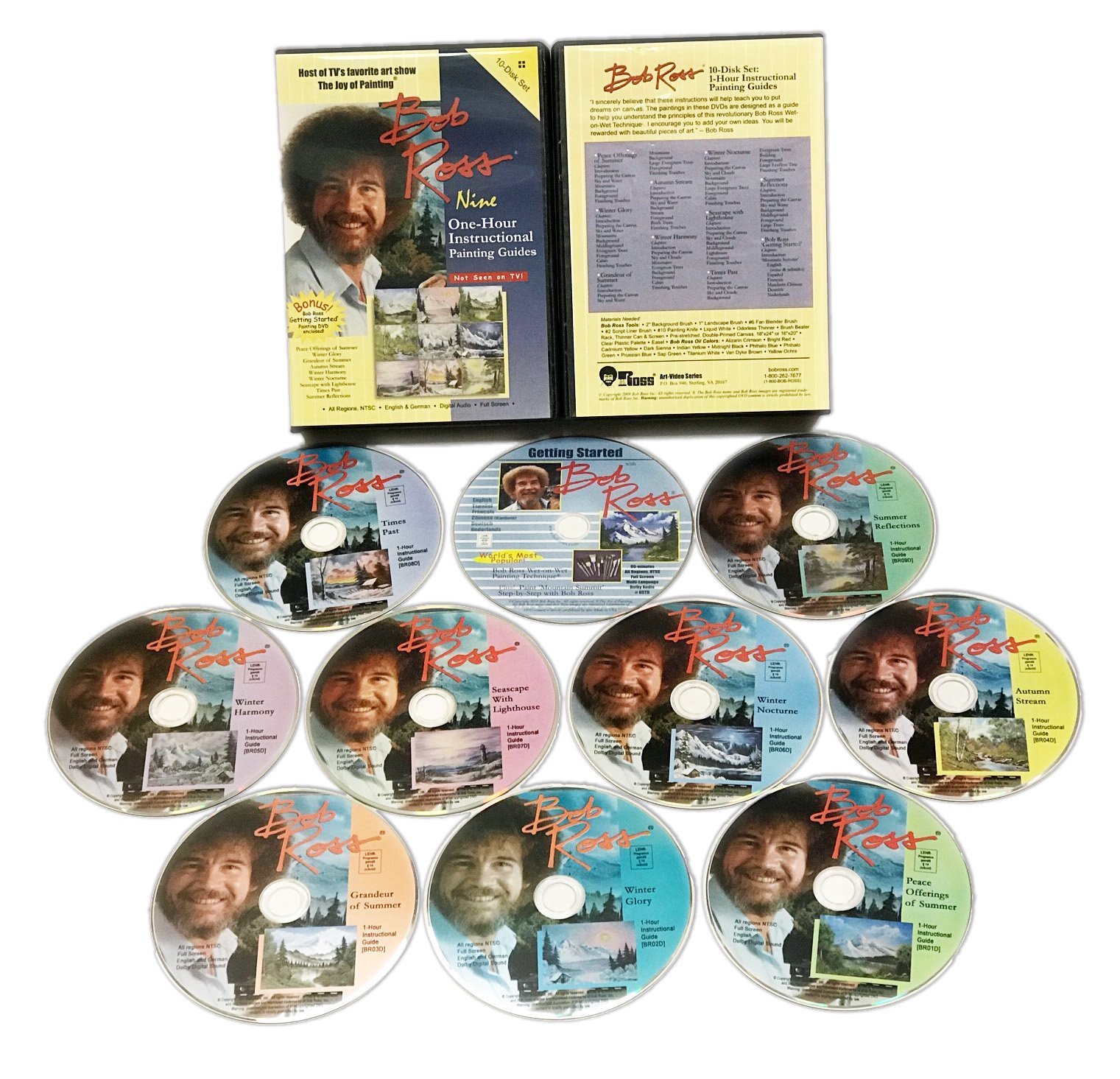 Bob Ross The Joy of Painting Nine 1Hour Instructional Guides 10 DVD
