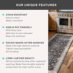 Black Washable 8ft Long Runners for Hallways, 2x8