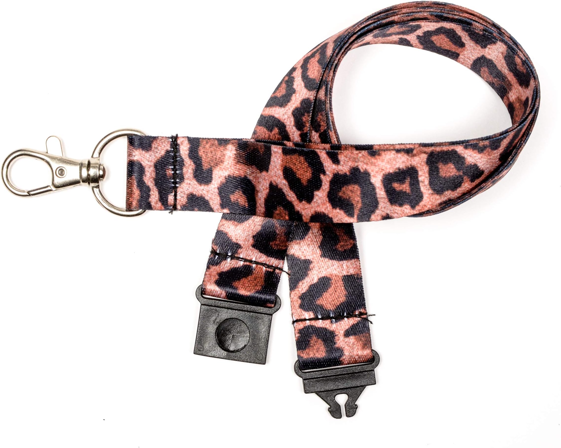 Kestronics 20mm Large Leopard Print Lanyard with Safety Break Away and Metal Clip