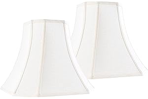 JERHOUS Cream Square Cut Corner Bell Lamp Shade Set of 2 Medium Lampshade 6.5``Top×13``Bottom×10.6``Hight(Spider) Vintage Lamp Shade for Table & Floor Lamp - Lampshade Replacement