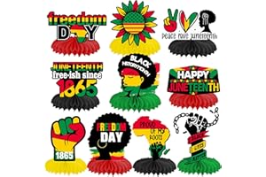IPARTYFUN 11pcs Juneteenth Party Honeycomb Centerpieces Happy Juneteenth Day Party Decorations Black History Table Centerpieces African American Table Decorations for June 19th 1865 Party Supplies