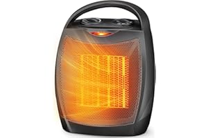 Electactic Portable Ceramic Space Heater w/Thermostat, 1500W Indoor Electric Space Heater Fan with Overheat and Tip-Over Protection, Heat Up 200 Square Feet for Office Room Dorm Use, Black