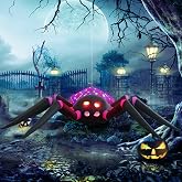 HZGDEJTG 12ft Purple Spider Halloween Inflatable Outdoor Decoration, Yard Decorations with LED Lights for Outdoor Lawn, Garden, Home Holiday Party