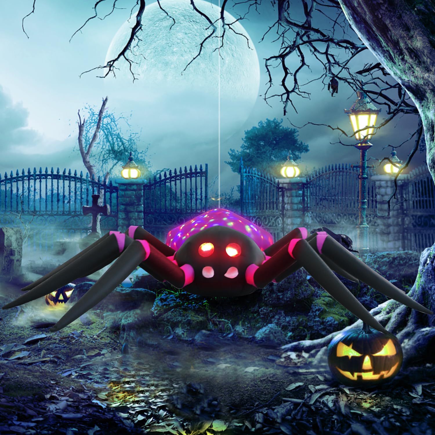Photo 1 of HZGDEJTG 12ft Purple Spider Halloween Inflatable Outdoor Decoration, Yard Decorations with LED Lights for Outdoor Lawn, Garden, Home Holiday Party
