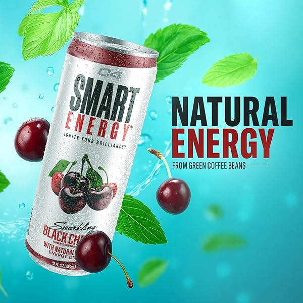 C4 SMART ENERGY DRINK – BOOST FOCUS AND ENERGY WITH ZERO SUGAR, NATURAL ENERGY, AND NOOTROPICS – 200MG CAFFEINE – BLACK CHERRY (12OZ PACK OF 12)
