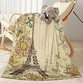 Duduho Vintage Paris Eiffel Tower Bed Blanket Ultra Soft Throw Blanket All Season Warm Light Weight Cozy Plush Blankets for Home Bedroom Sofa Chair Travel, 50"X40"