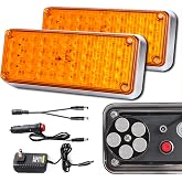 FEELOTAM Magnetic Wireless Flashing Amber Strobe Lights for Trucks Vehicles | 42 LED,5 Flash Patterns,Rechargeable Dual Charging,IP67 Waterproof,Aluminum Base,10 Strong Magnets,Fits 12-24V Vehicles
