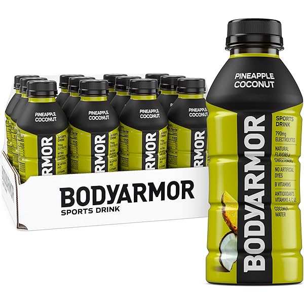 BODYARMOR SPORTS DRINK SPORTS BEVERAGE, PINEAPPLE COCONUT, COCONUT WATER HYDRATION, NATURAL FLAVORS WITH VITAMINS, POTASSIUM-PACKED ELECTROLYTES, PERFECT FOR ATHLETES, 16 FL OZ (PACK OF 12)