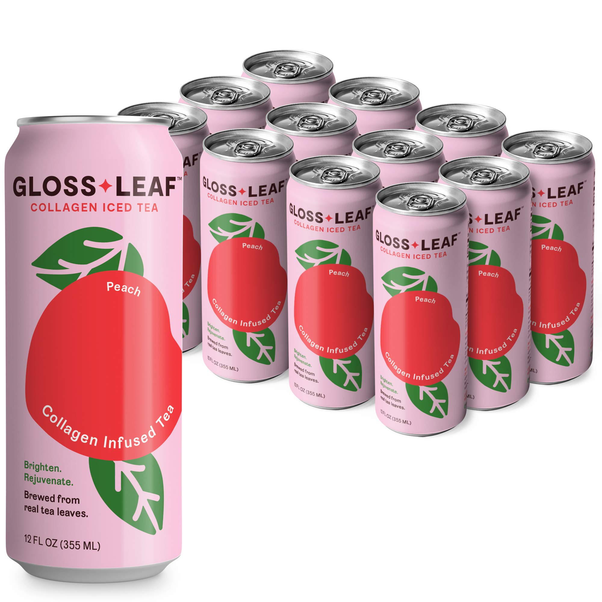 Buy Gloss Leaf Collagen Iced Tea (12 Pack Peach) Brewed Black Tea with