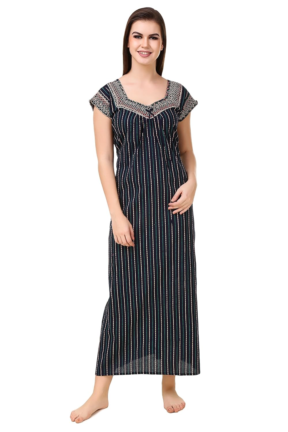 masha women's cotton printed nighty