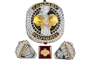 HuangouSA 2024 Fantasy Football Championship Ring with Wooden Box League Champion Trophy Rings Premium Award for Winner