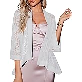 Zeagoo Kimono Cardigans for Women 3/4 Sleeves Open Front Lightweight Shrug Lace Bolero for Evening Dresses