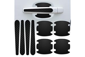 PIKTIME 8Pcs Car Door Handle Protector - Stickers Door Handle Cover Carbon Fiber Vinyl Wrap Black Car Handle Protector - Car Door Handle Sticker Pack Protection Film For Cars Car Door Handle Scratch Protector