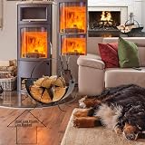Unibos Oval Log Holder Firewood Rack Steel Indoor Outdoor Black view 9