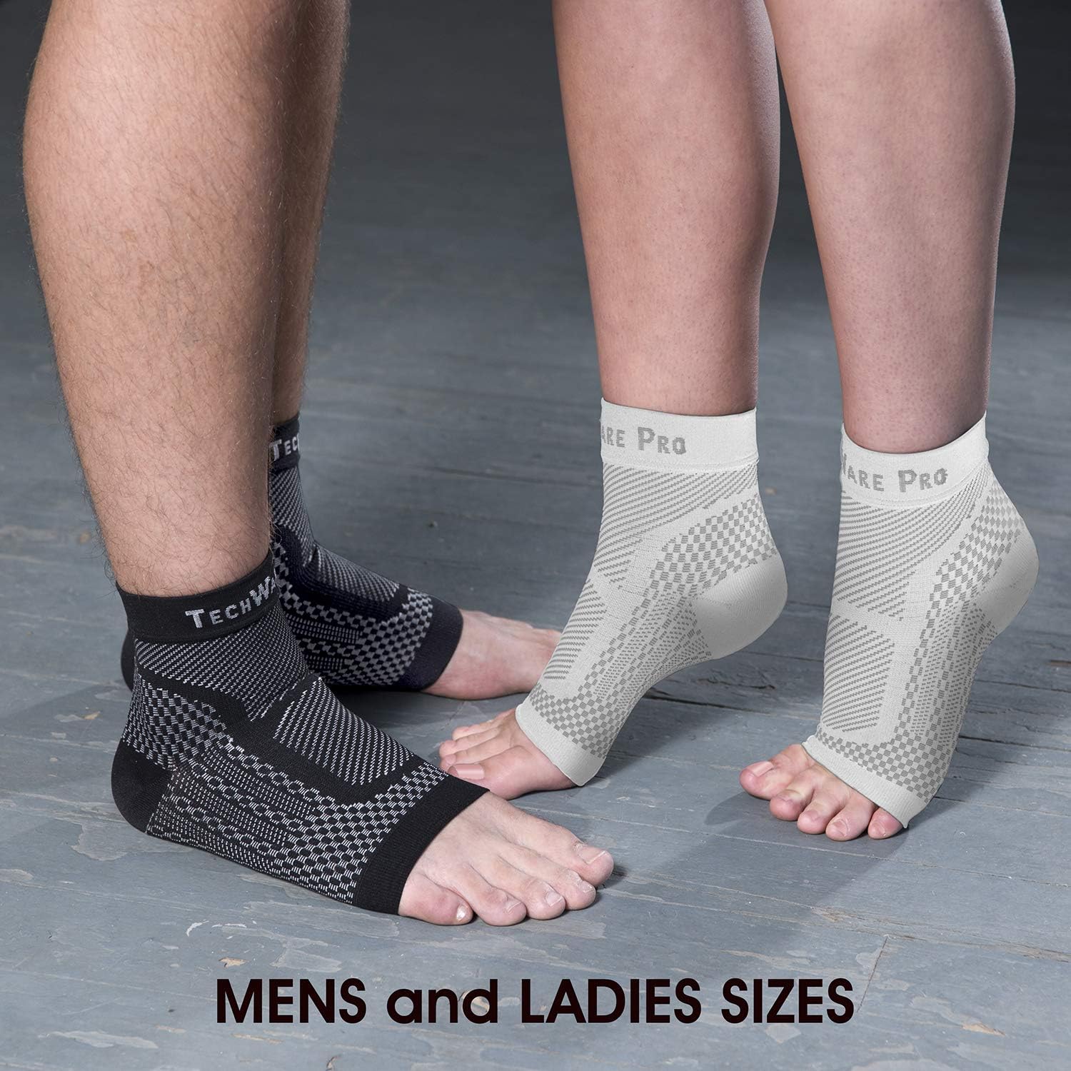 TechWare Pro Ankle Brace Compression Sleeve - Relieves Achilles Tendonitis, Joint Pain. Plantar Fasciitis Sock with Foot Arch Support Reduces Swelling & Heel Spur Pain. Injury Recovery for Sports : Sports & Outdoors