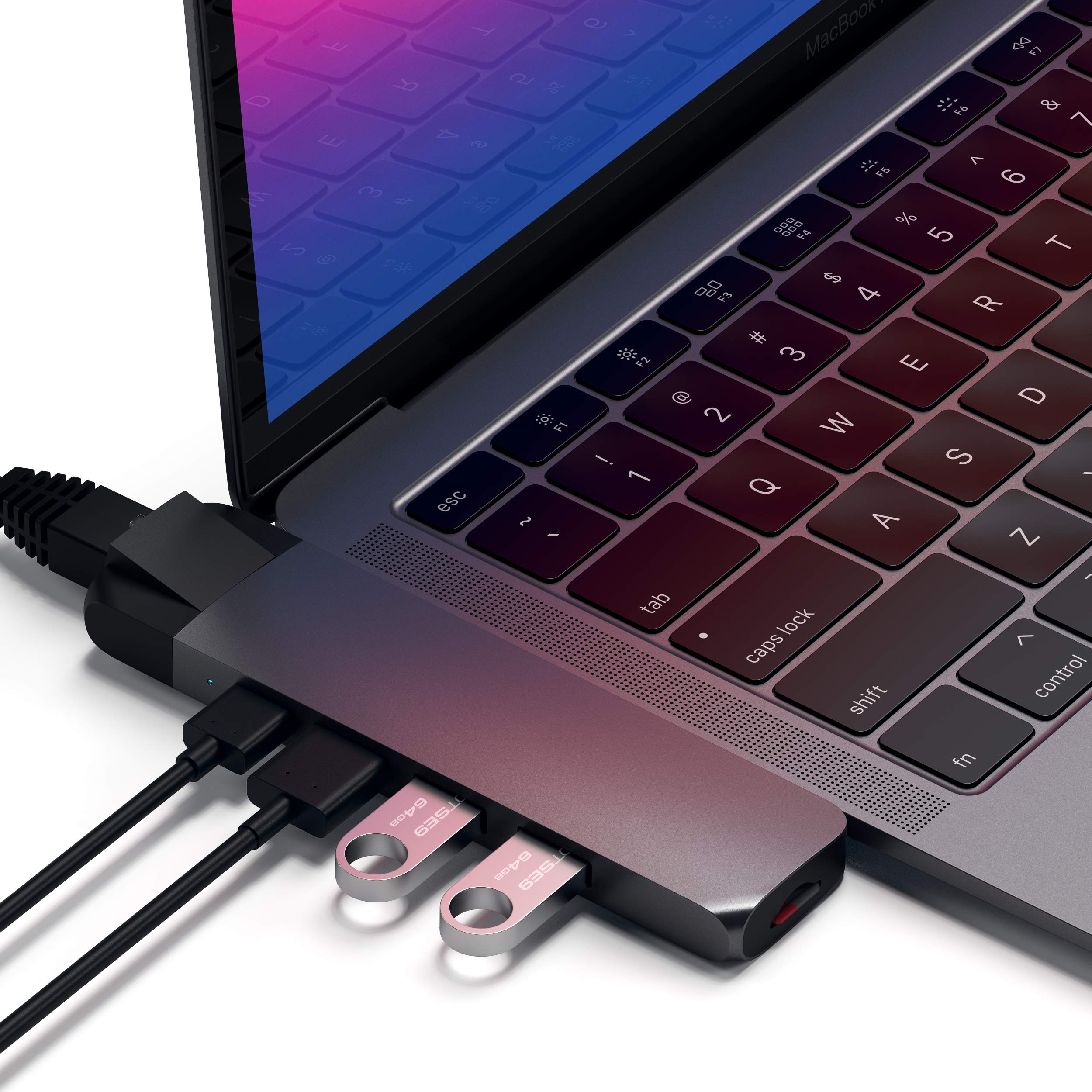 Satechi イーサネット USB-C Proハブ (スペースグレイ) 4K HDMI, パススルーPD充電, USB3.0ポート, SDカードスロット, LAN (MacBookPro/ Air2018以降対応)商品画像