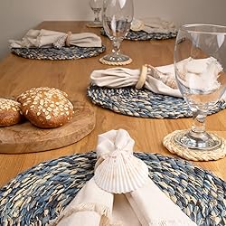 KAZI Essentials Boho Round Woven Placemats – Set