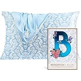 Kitsch x Bridgerton Satin Pillowcase with Zipper for Hair Skin, Softer Than Silk Pillow Cases, Wrinkle-Free, Cooling Satin Pillow Covers, Bridgerton - Toile De Blue, Standard Size (19