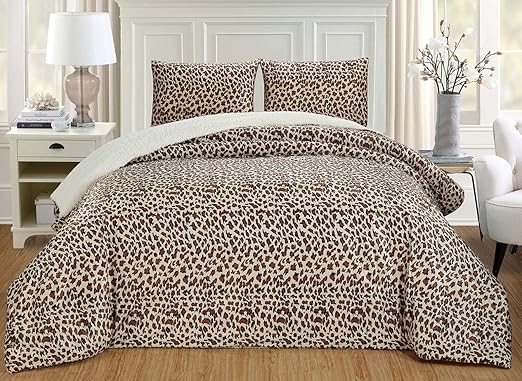 Amazon Com Grandlinen 3 Piece Queen Size Brown Black Leopard