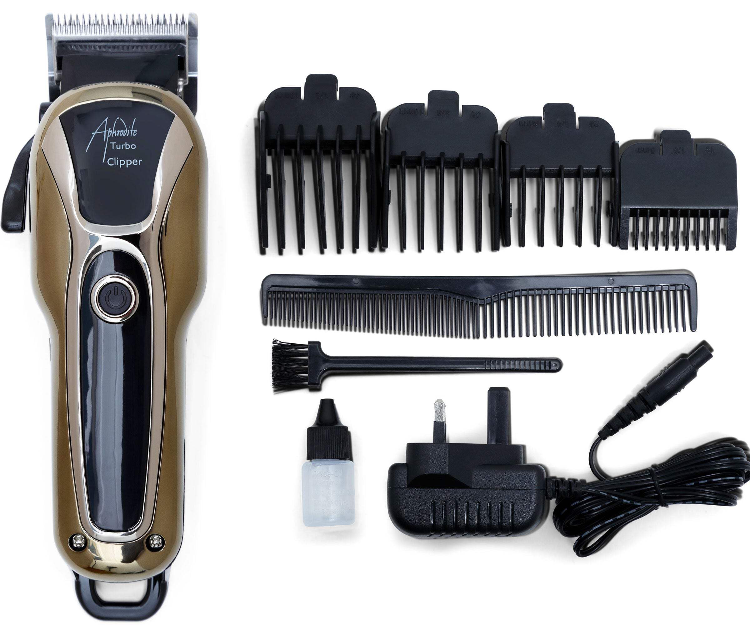 Aphrodite Cordless Hair Clipper Set - Rechargeable, 4 Clipper Guards, Comb, Cleaning Brush & Oil - Ultimate Precision Trimming & Styling Kit