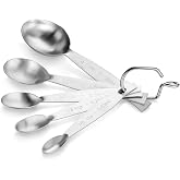 New Star Foodservice 18/8 Stainless Steel Measuring Spoons Set of 5, Silver